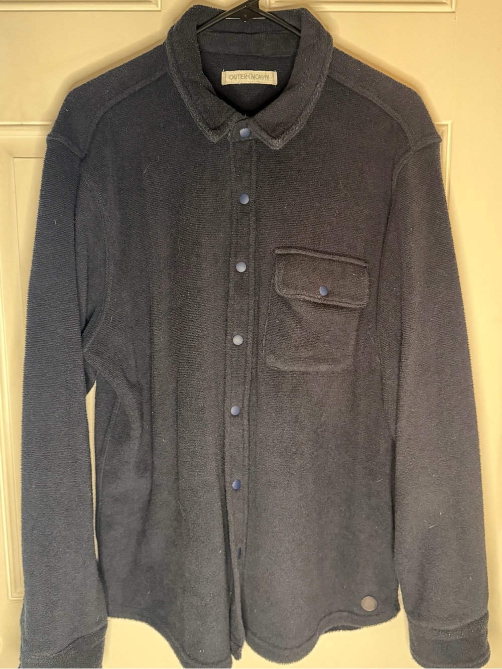 Outerknown Navy Black Fleece Shirt Jacket